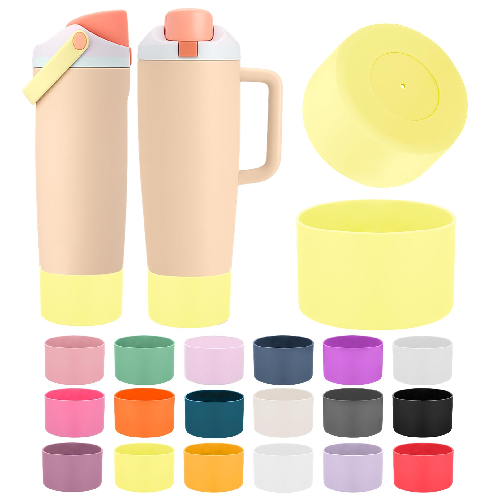 Mity rain 2PCS Protective Silicone Boots for Owala 30oz & 40oz FreeSip Sway Bottles & Tumblers - Accessories for owala, Enhances Stability & Prevents Scratches (Sunny Yellow) — image 1