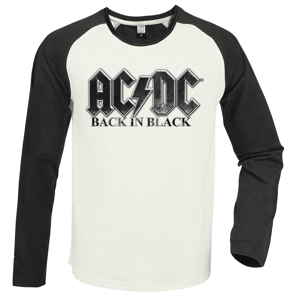 Amplified Back in Black AC/DC T-Shirt - L (White/Charcoal)