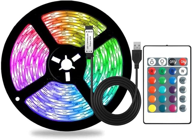 KPUPE USB Led Strip Lights RGB Color Changing, Led Lights with Remote Control for Home Decoration, TV Backlights (1m)