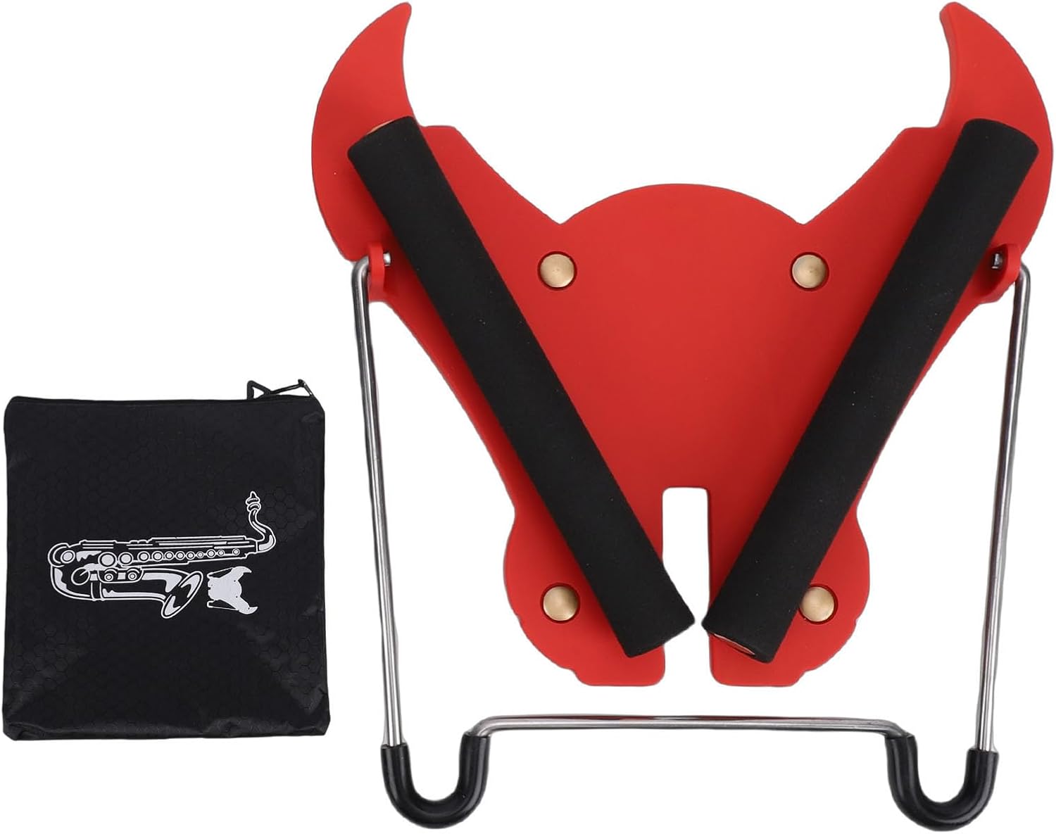 Alomejor Saxophone Stand, Foldable Alto Sax Holder with Storage Bag for Studio Exhibition, ABS Stainless Steel Sturdy Support No Installation Needed