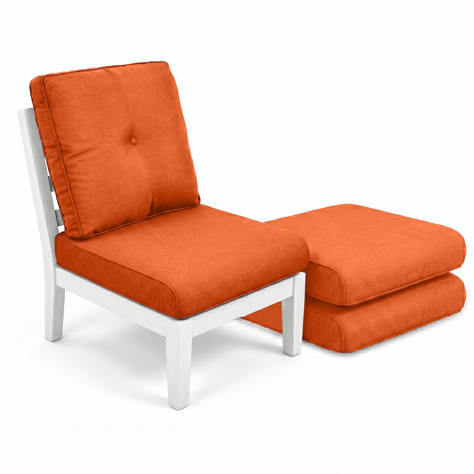 Luxury 4" Thick Outdoor Cushion Set of 3 - 22x24 Patio Furniture Cushions with 28D High-Density Foam, Water-Resistant &amp; Fade-Resistant Fabric, Removable Covers for Patio Furniture Sofa Couch -Orange
