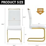 gopop Modern Dining Chairs Set of 4,High Back White Kitchen Chairs,Faux Leather Side Chair with Gold Plated Metal Legs,Easy to Clean Upholstered Dining Chairs,Ideal for Living Room(Gold Leg)