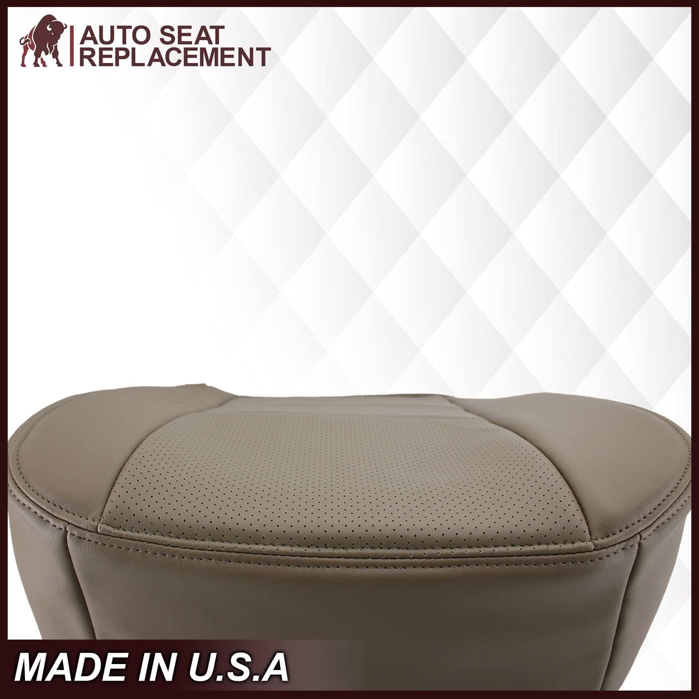 Compatible with 2002 2003 Ford F250 F350 Lariat Crew Cab Genuine Leather Seat Cover Replacement, with Perforated Inserts (Driver Bottom, Medium Parchment Tan (Perforated))