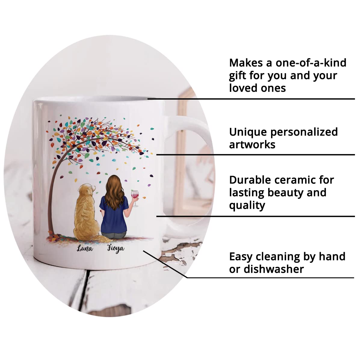 GOSSBY Personalized Custom Dog Mom Mug (3 Dogs) Love is a