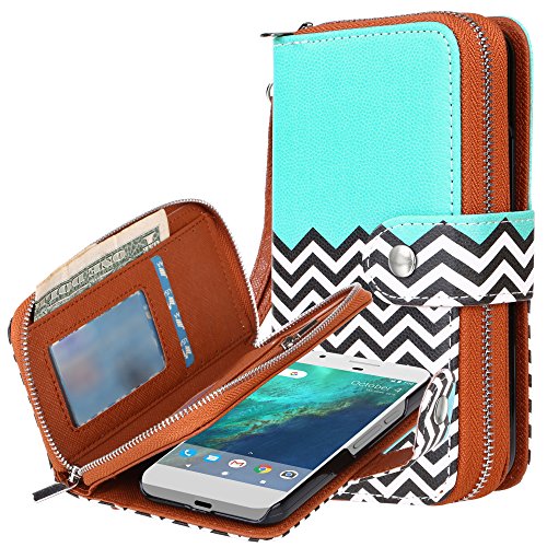 E LV Case for Google Pixel XL Case Cover PU Leather Flip Folio Wallet Purse Case Cover for Google Pixel XL - [Zigzag]