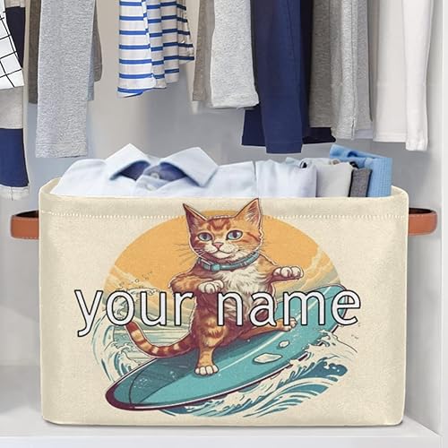Miniatura 5 de Cesta de almacenamiento personalizada con bonitos animales, gatos, cesta de almacenamiento rectangular de tela divertida para gatos, organizador