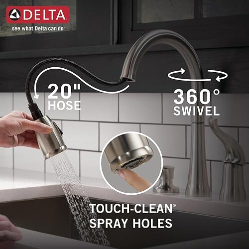 Miniatura 6 de Delta Kate - Grifo de un solo grifo para fregadero de cocina con pulverizador de espray Cromado, Stainless