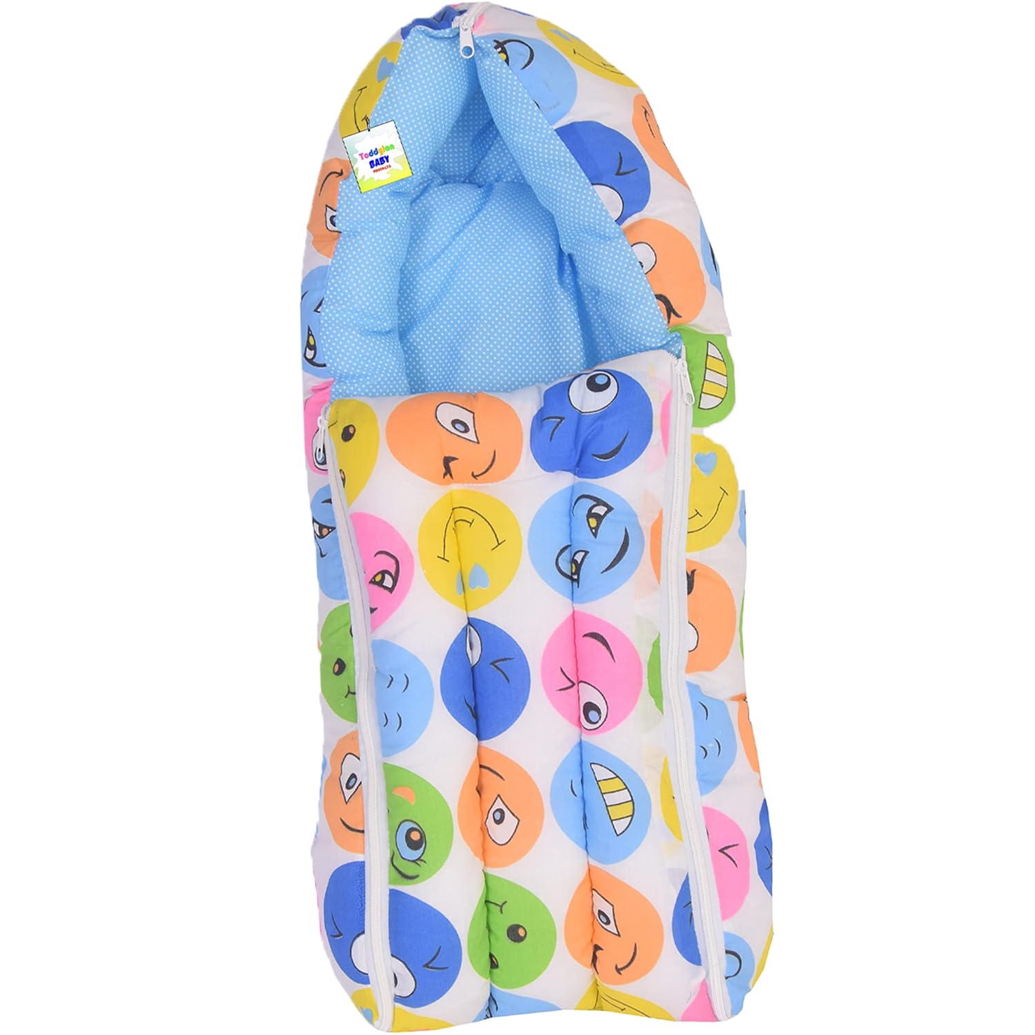 Toddylon Baby Bags 3 in 1 Bed | Wrapper | Newborn Boys Girls | Wearable Blankets | Cotton (0-6 Months) Blue