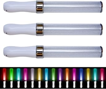 LED Light Stick, 3Pcs Concert Light Stick 10 Inch 15 Colors Changing Lightstick Battery-Operated Reusable LED Glow Sticks with Strap for Party Favor Supplies, Lightstick [Energy Class A]