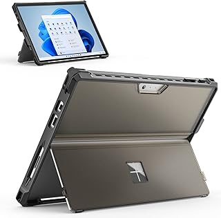MoKo Case for Microsoft Surface Pro 7 Plus/Pro7/Pro 6/Pro 5/Pro 4/ LTE - All-in-One Rugged Cover Case with Pen Holder, Kickstand Protective Case, Compatible with Type Cover Keyboard, Frosted Black