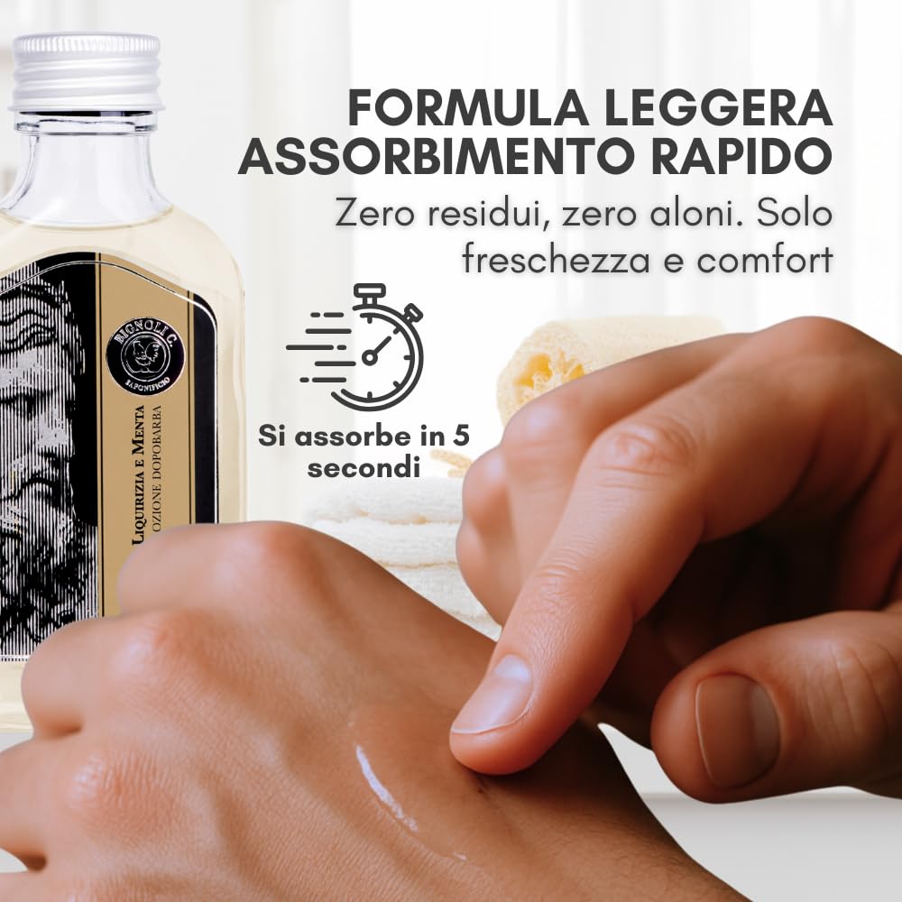 Bignoli Lozione Dopobarba Uomo Profumata – After Shave Uomo al profumo di Liquirizia e Menta| Lozione Dopobarba Rinfrescante, Tonificante e Aromatica – 100ml