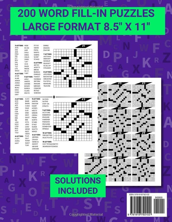 Word Fill-In Puzzles: Challenge Your Brain With This Fill In Crossword Puzzle Book For Adults & Seniors (Puzzle Books by Alex Smart) image 3