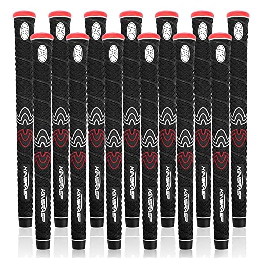 KINGRASP Fish Scale II Series Golf Club Grips, Rubber Golf Club Grips, Entry-Level Golf Club Grips.Undersize/Standard/Midsize,Golf Grips Set of 13, 4colors are Available.(red,Midsize)