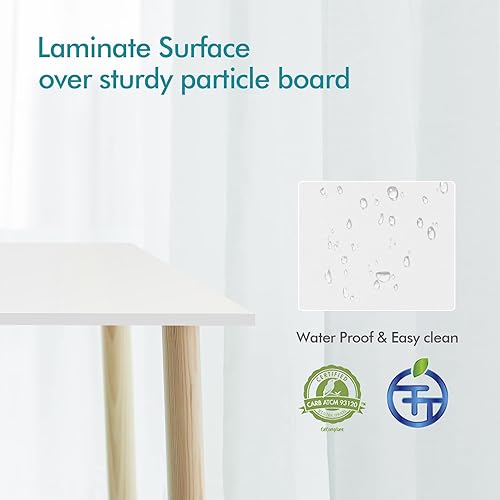 Miniatura 4 de Kaboon Mesa blanca de 55 x 24 pulgadas, mesa de madera de una pieza para escritorio de pie, encimera laminada, tablero de madera reversible solo