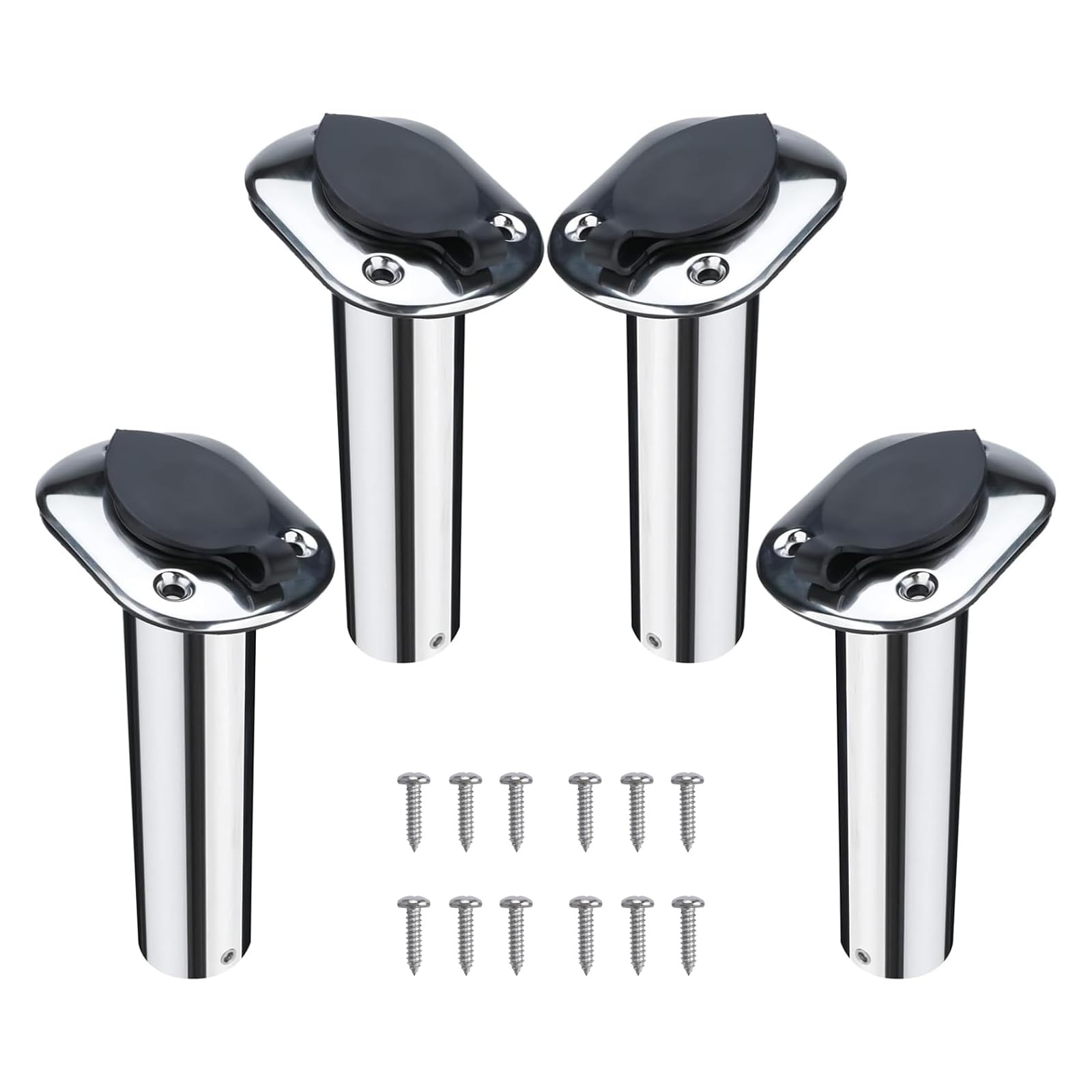 NovelBee 4pcs 15° Stainless Flush Mount Boat Fishing Rod Holders with Cap