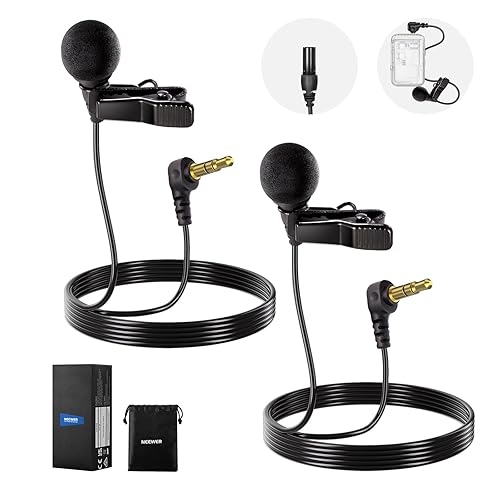 NEEWER ø4mm Mini Lavalier Microphone (2 Pack), Clip On Wired Condenser Lapel Lav Mic Set with 5ft/1.5m 3.5mm TRS Connector Compatible with DJI Mic 2 Rode Wireless Go II CM28 CM31 Camera, LM8