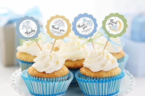 Miniatura 7 de 80 calcomanías de agradecimiento de elefante, baby shower, fiesta de cumpleaños, decoración de fiesta temática de elefante en acuarela, bolsa de