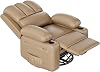GarveeHome Leather Recliner Chair, Manual Locking Recliner Chair with Comfortable Arm and Cup Holder for Living Room CF8011 - Khaki, Medium