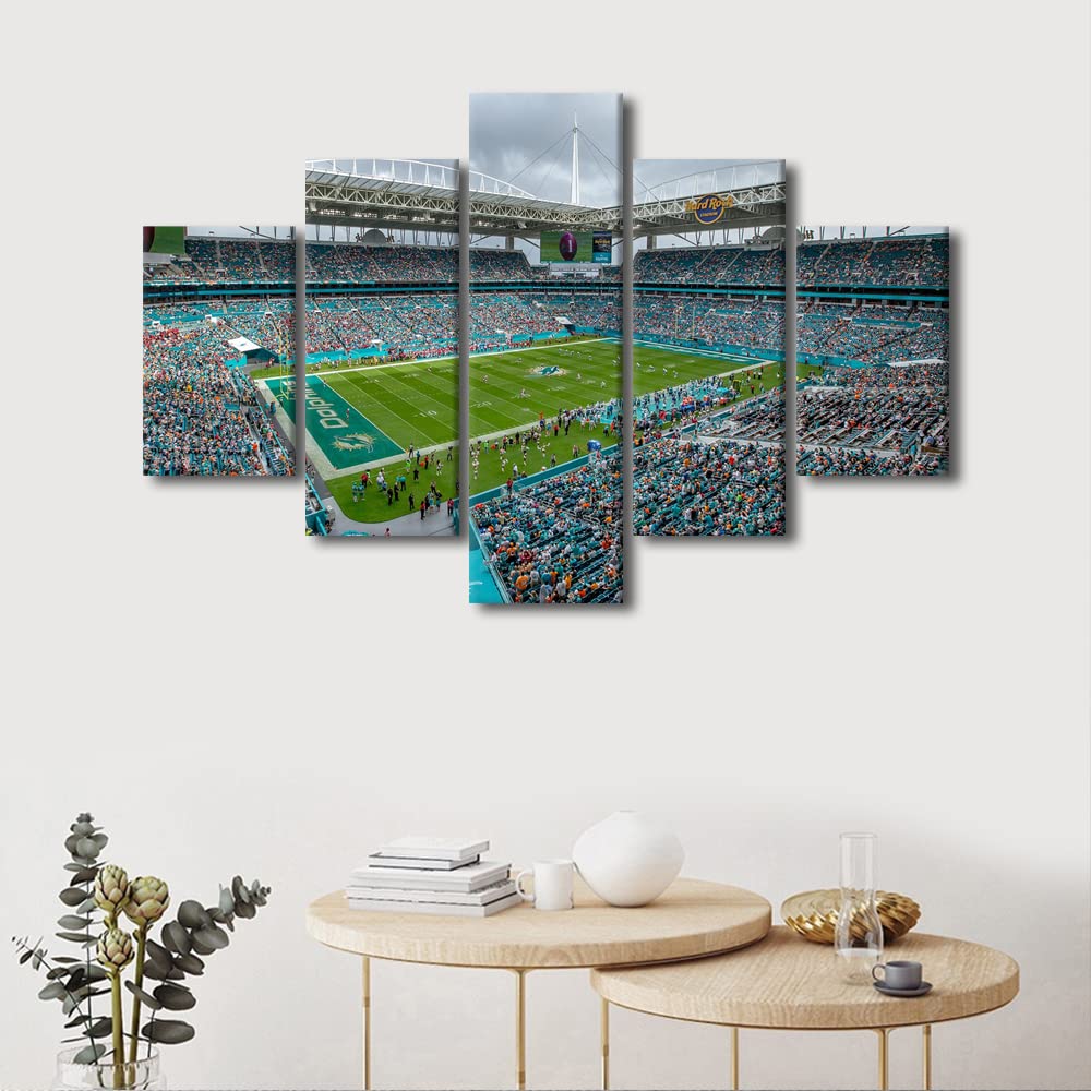TUMOVO 5-teiliges Wandkunst, Hard Rock Stadion, Gemälde auf Leinwand, American Football Team, Bilder für Schlafzimmer, Heimdekoration, Sport, moderne Kunstwerk, Gemälde, gespannter Rahmen, fertig zum