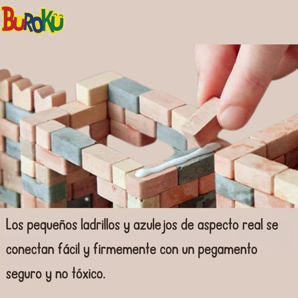 Buroku - Kit Construcción Medieval 390 Piezas | Molino de Agua Realista | Ladrillos de Piedra | Fomenta Aprendizaje STEM y Habilidades Motoras | Para Niños y Adultos | Incluye Pegamento