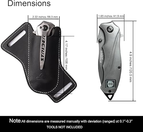 Vista 24 de Topstache Funda de cuero hecha a mano para cinturón, cinturón EDC, plegable, para hombre, dibujo cruzado, lado izquierdo, parte superior abierta
