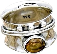 Vista 1 de Citrine Spinner Ring, 925 Sterling Silver Ring, Spinner Ring For Women, Handmade Ring, Promise Ring, Fidget Band Ring, Citrine Ring, Minimalist