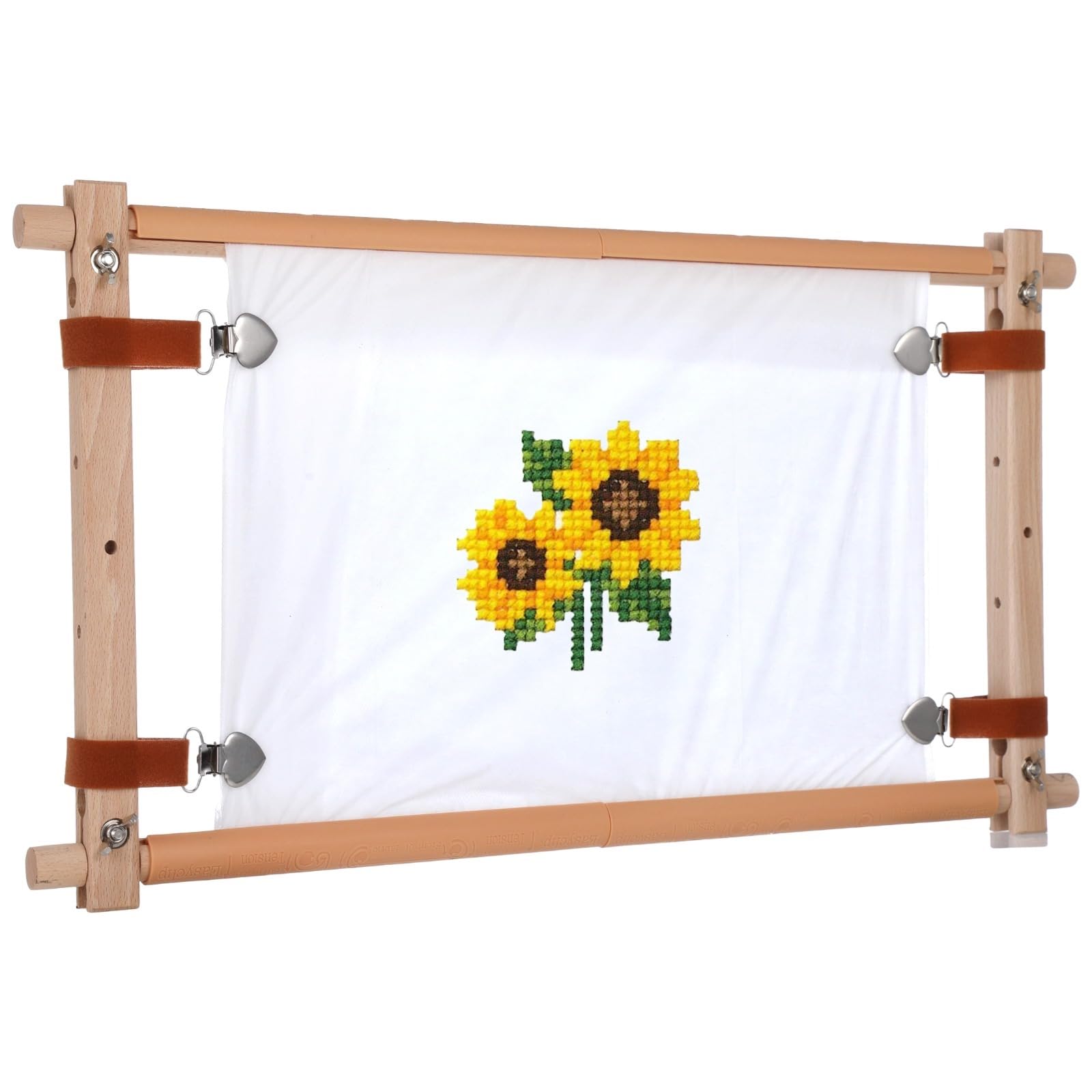 Stickrahmen aus Holz, 21,5 x 12 Zoll, Buchenholz Kreuzstichrahmen, Spannrahmen für Quilting, Holzrahmen für Tapisserie und Needlepoint, Scroll Frame für Nähen und Handarbeiten