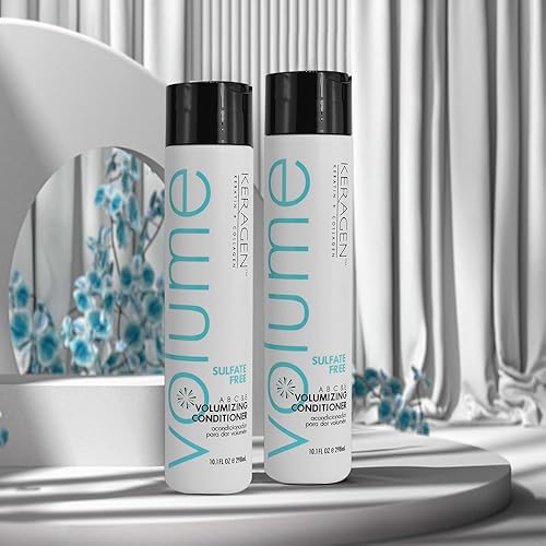 Miniatura 2 de KERAGEN - Acondicionador voluminizador para cabello fino con queratina y colágeno, sin sulfato de 10 onzas - Añade grosor, hidrata y mejora el