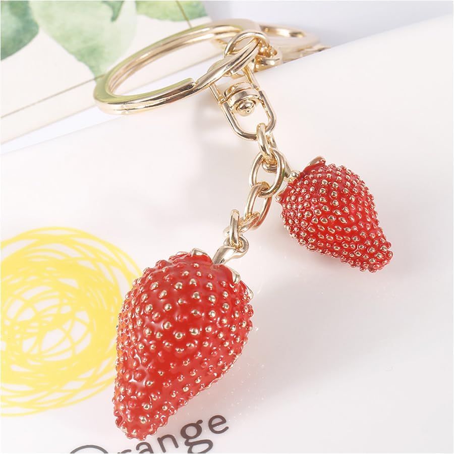 Keychain Rhinestone Strawberry Model Pendant Keyring Key Ring Bag Charm Jewellery Christmas Birthday Gift Keychains Key Chain Key Ring Holder for Women - Image 2