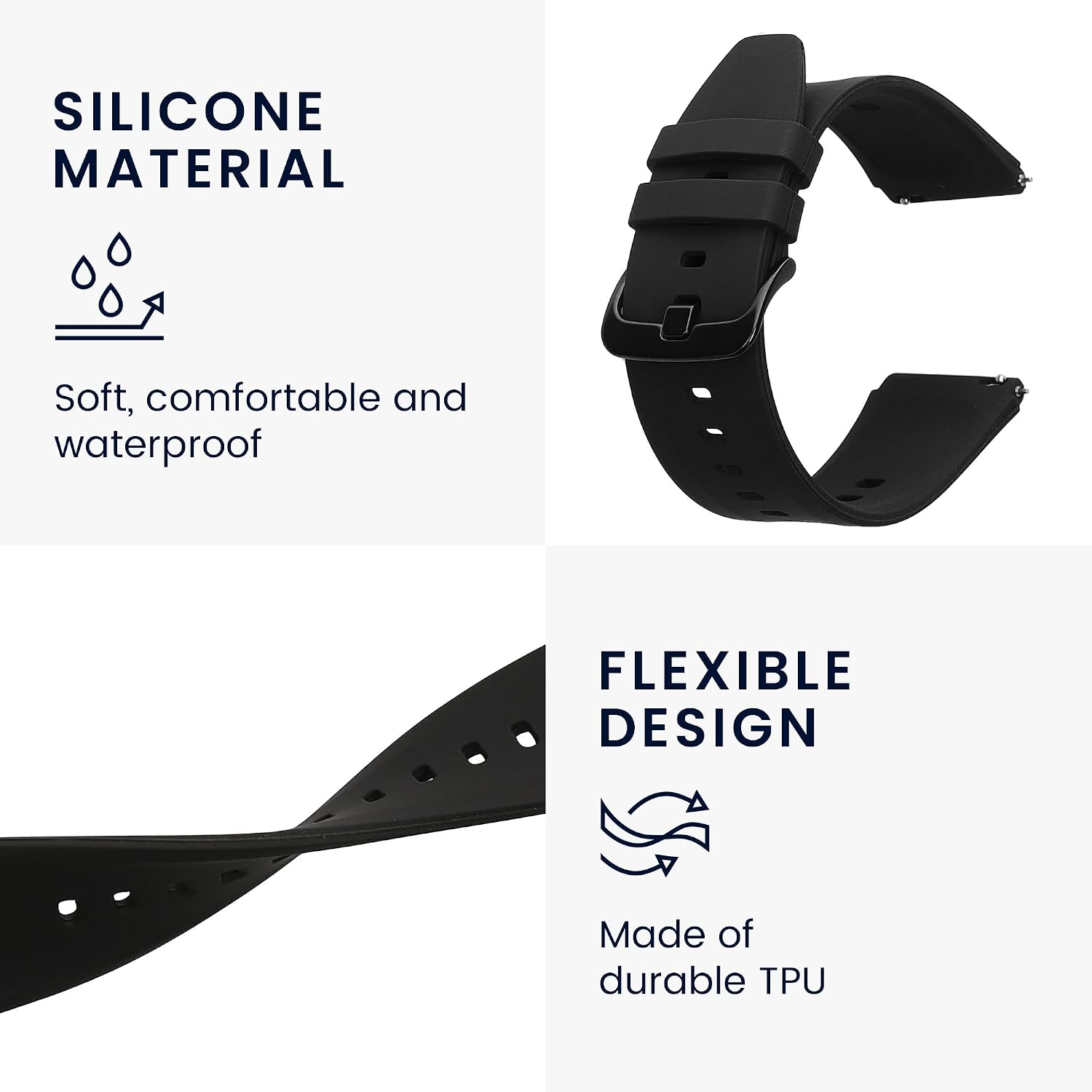 kwmobile Straps Compatible with Xiaomi Mi Watch/Mi Watch Color Sport Straps - 2x Replacement Silicone Watch Bands image 3