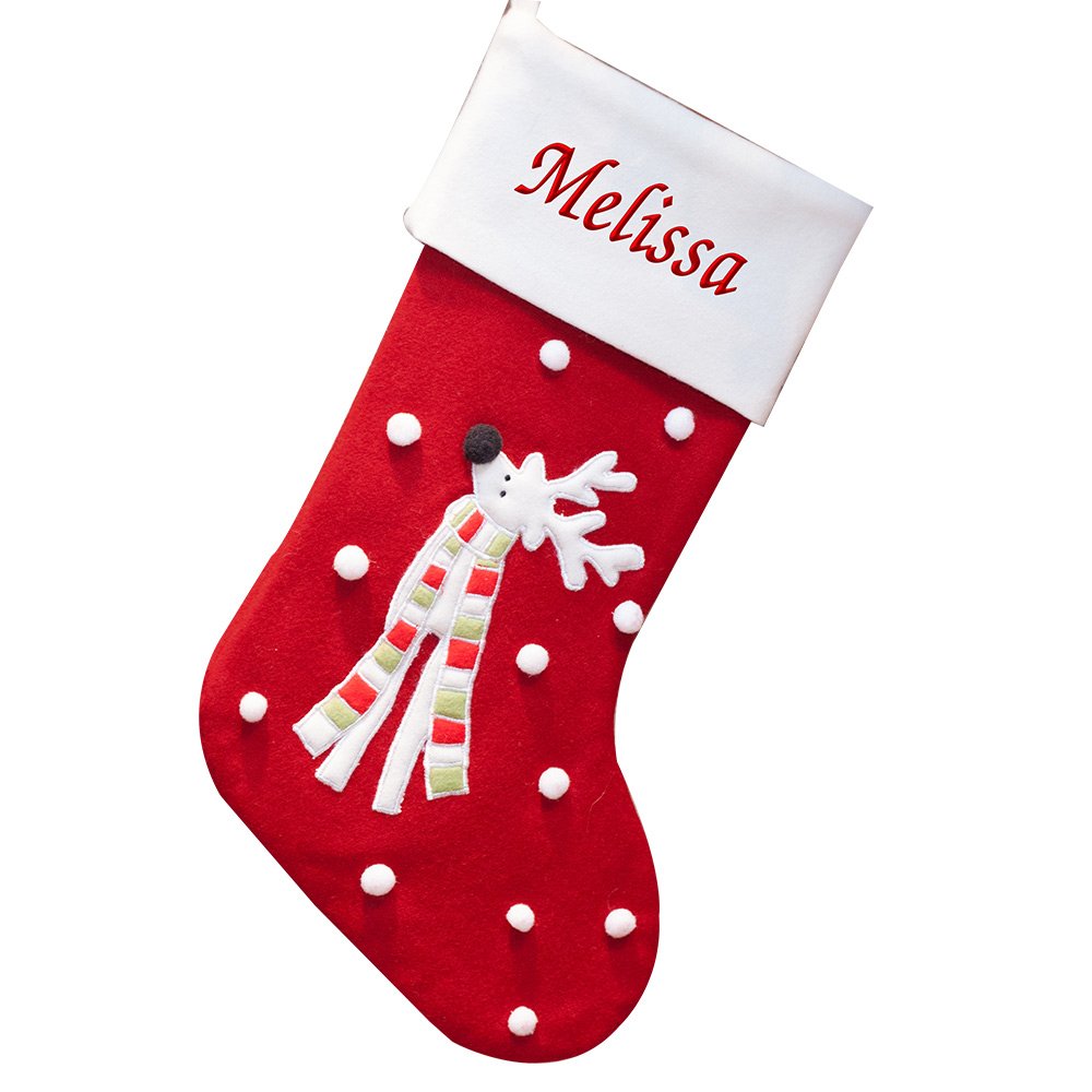 GiftsForYouNow Wool Reindeer Personalized Christmas Stocking, 19", Embroidered