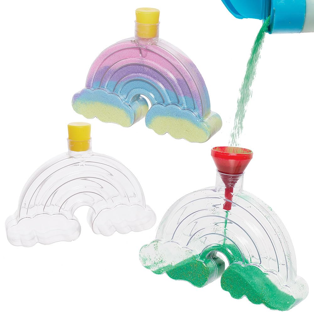 Baker Ross VC238 Rainbow Sand Art Bottles - Pack of 4, Rainbow Sand Art Bottle Set