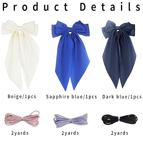 Miniatura 2 de 3 lazos de satén sedoso para el cabello, lazos grandes y versátiles para niñas y mujeres, accesorios perfectos para el cabello para vestirse,