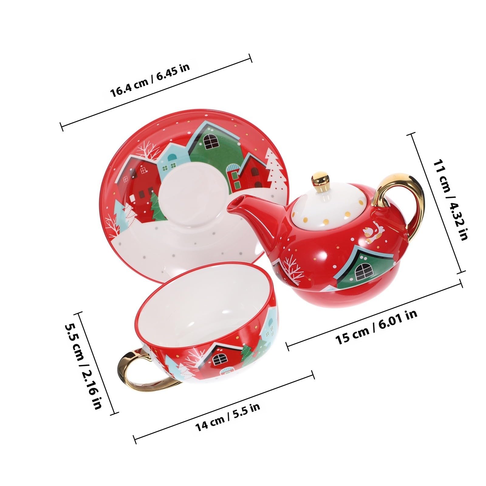 Hemobllo Juego de Té Navideño de Cerámica Tetera, Taza y Plato