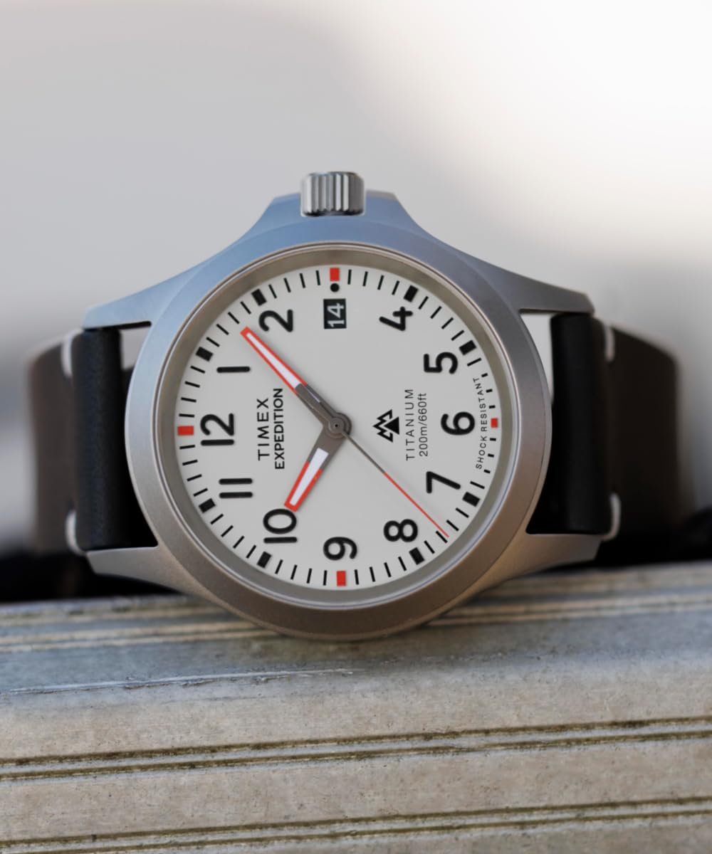 Timex Men's Expedition Titanium 38mm Leather Strap Watch