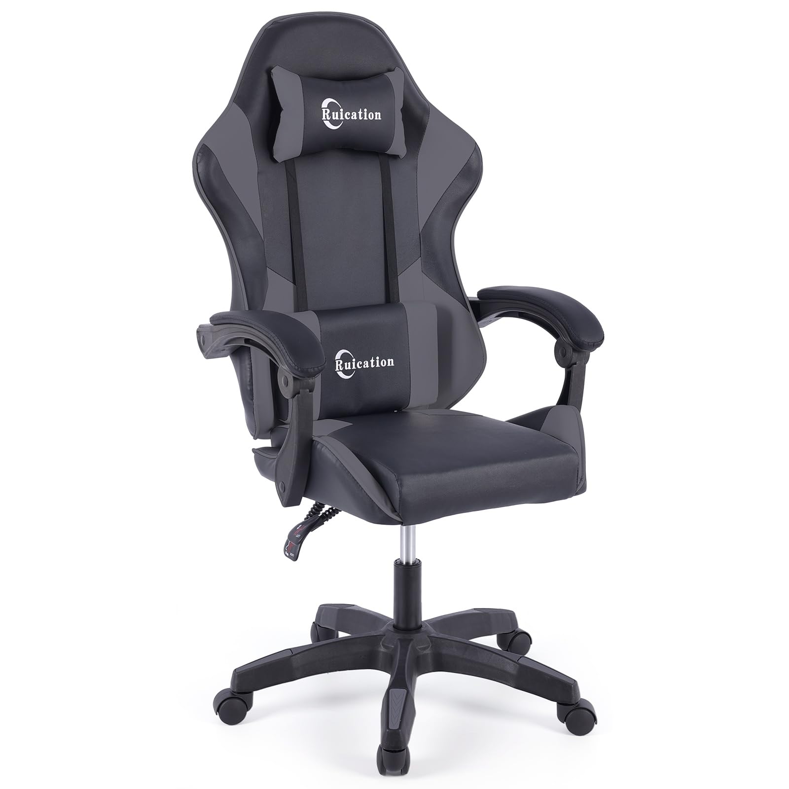 Ruication Gaming Chair Office Chair Desk Chair Swivel Tilt Computer Chair Ergonomic Design with Headrest & Lumbar Cushion Reclining Back Support for Home Office (Grey) — image 1