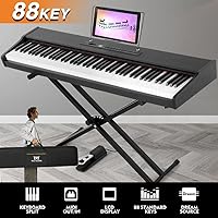Vista 7 de Teclado de piano MUSTAR 88 teclas con teclado ponderado, teclado digital de piano de 88 teclas semi ponderado con soporte, piano eléctrico