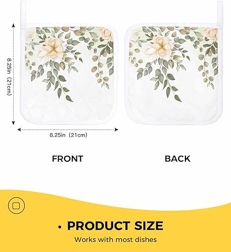 Miniatura 3 de 2 Packs Romantic Flower Pot Holders Sets for Kitchen,Oven Pan Plate Bowl Pads Heat Proof Mat with Hanging Loop,Terry Cloth Potholders Soft Grip for