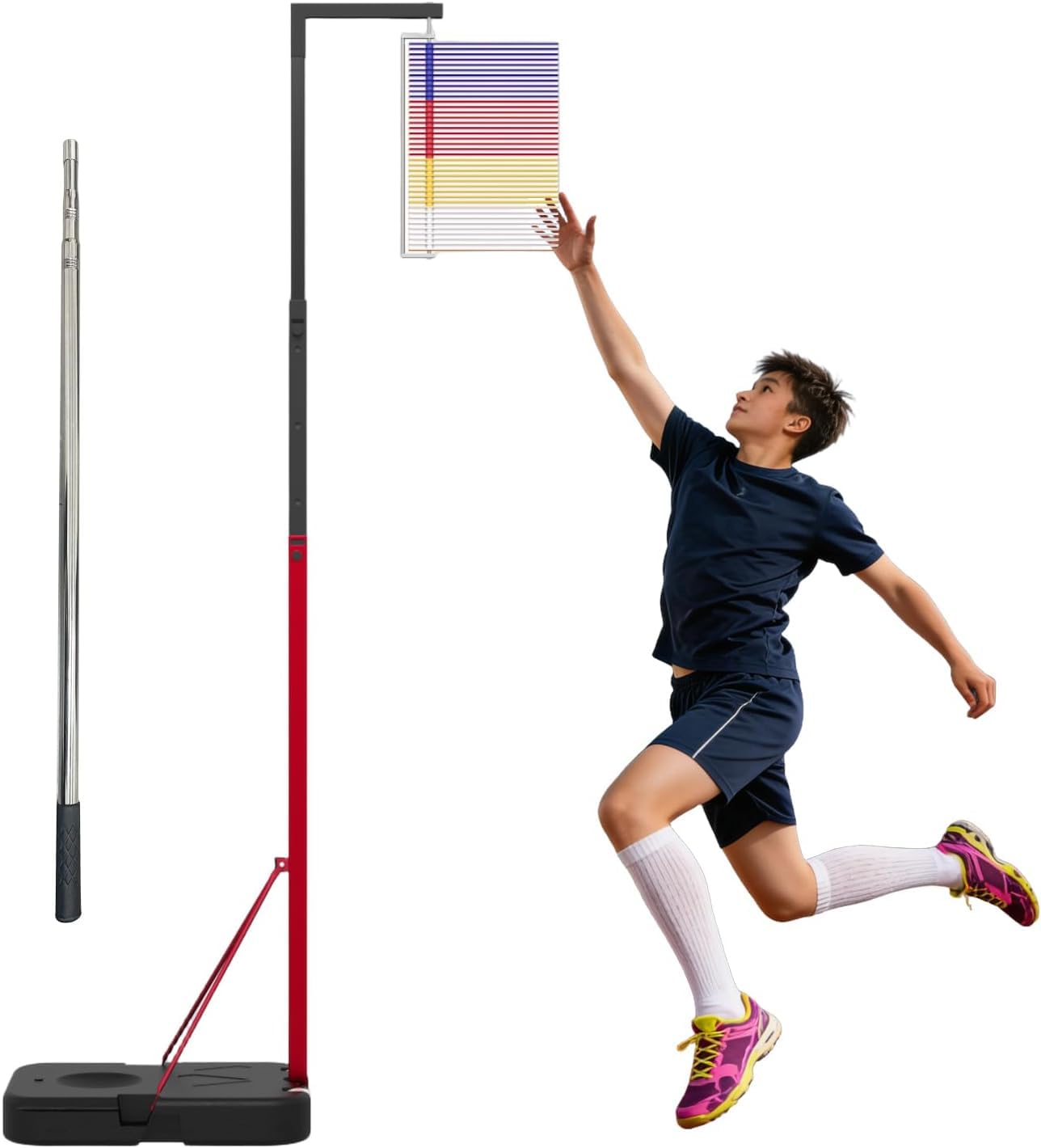 Soporte vertical para probador de salto, herramienta de medición de altura ajustable de 4.9 a 12.6 pies, poste de entrenamiento de salto para atletas, equipo de prueba de fitness