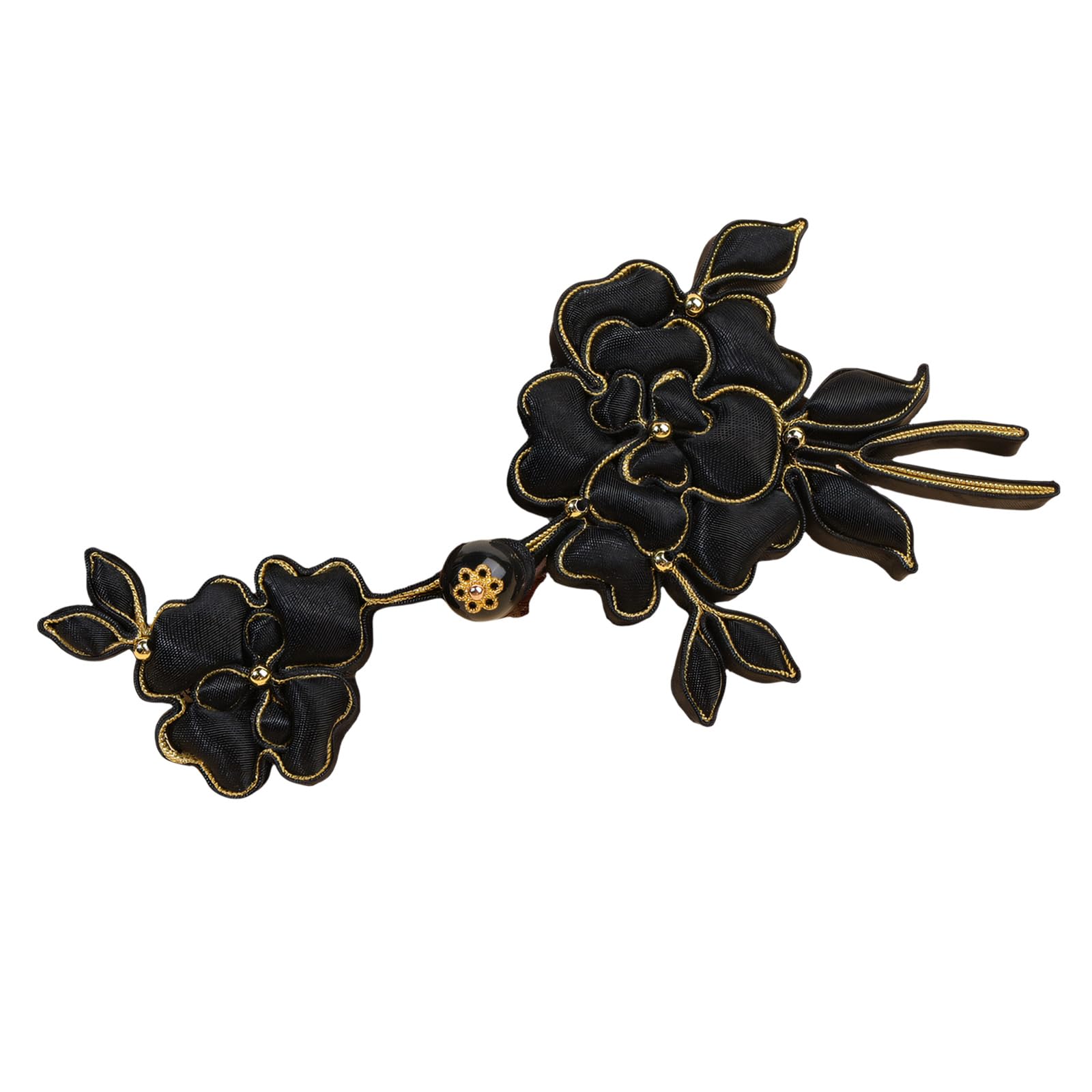 TFAOYS Delicate Satins Fabric Knot Button Decoration with Golden Pearls for Ethnic Garments Handcraft Sateen Button Satins Decorated with Golden Beads for Oriental Costumes