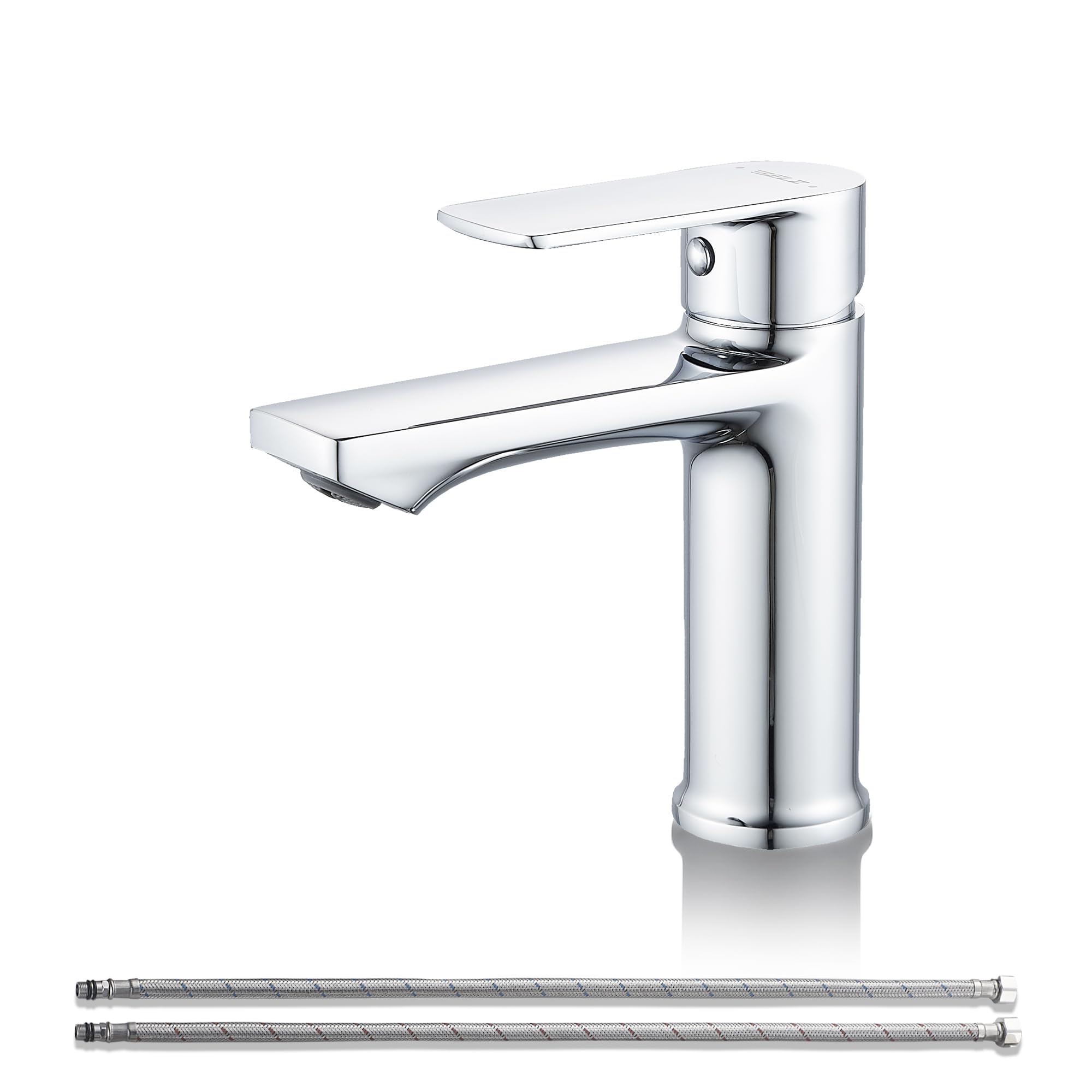BELZ Basin Mixer Tap, Single Lever Bathroom Sink Tap, G1/2" UK Standard Hoses, Corrosion-Resistant Finish