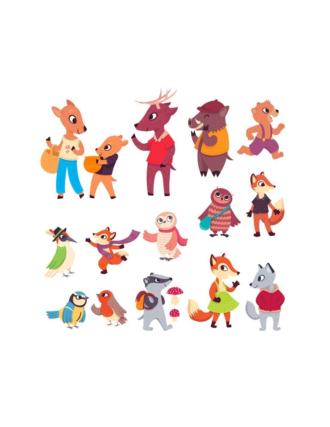 Sticker forêt lavable en frise de personnages pour décoration murale