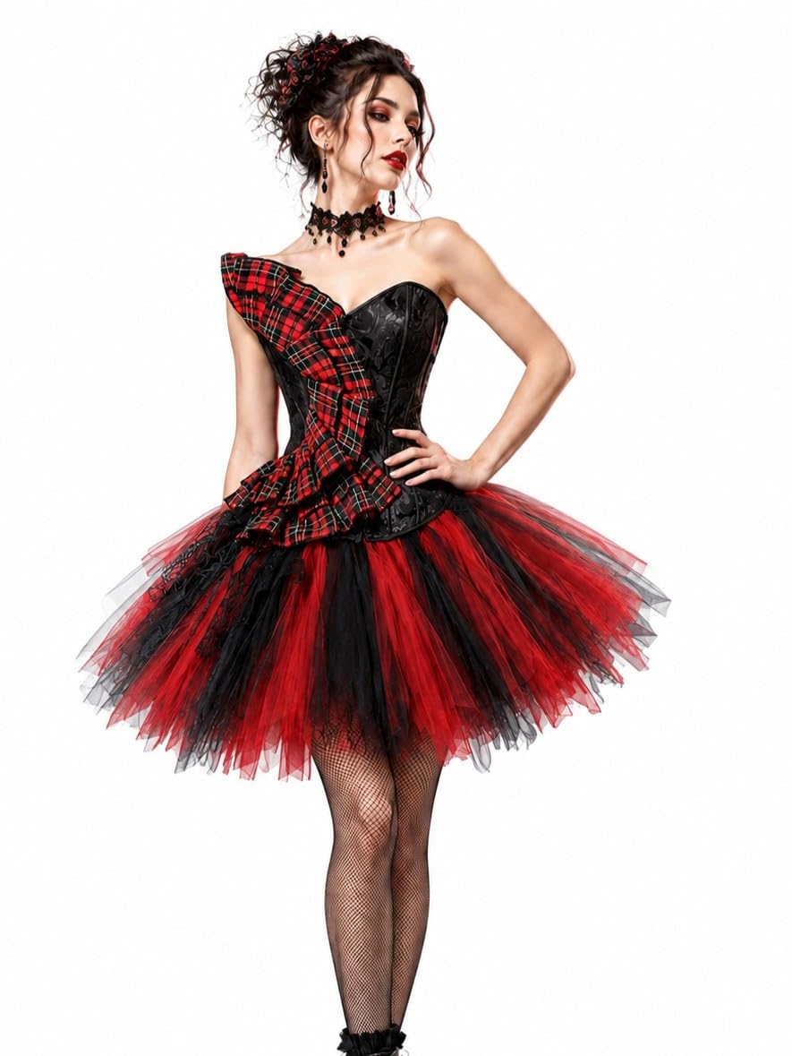 Cloudylee Zestaw kostiumów syrenki na Halloween, gorset i tutu, do cosplay