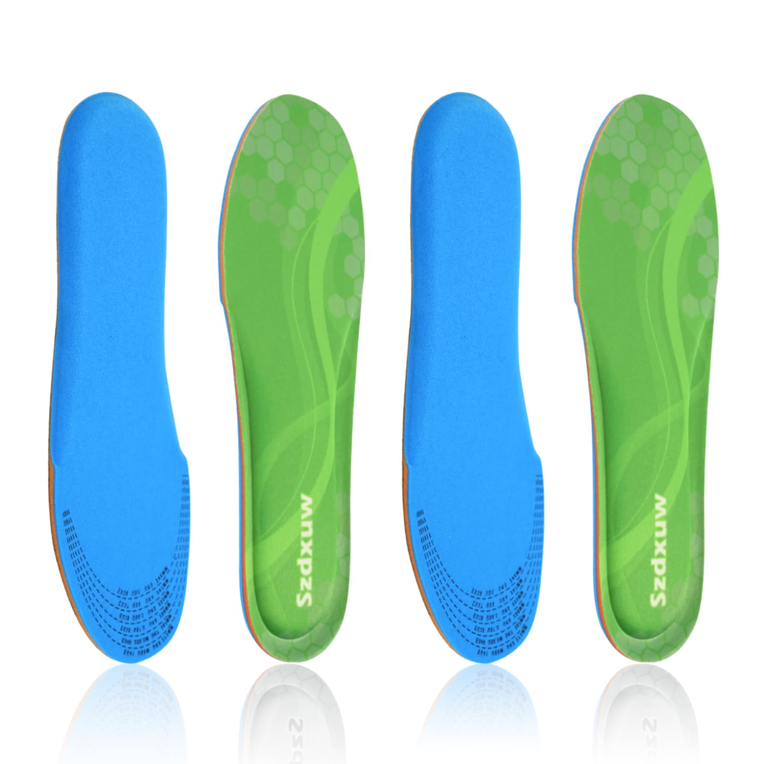 Szdxuw 2 paia Solette in Memory Foam Donna Uomo - Inserti per Scarpe Regolabile alla Misura Comfort Traspirante, Inserti Per Scarpe Da Ginnastica, Lavoro, Sportive E Stivali, Verde Uomo