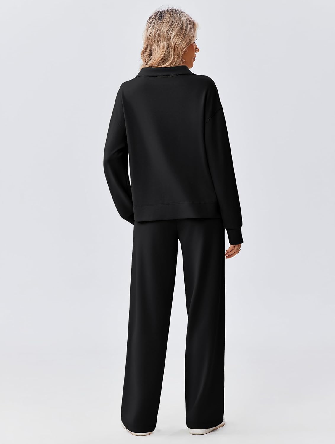 PINSPARK 2 Piece Sets for Women 1/2 Zip Sweatsuit Loose Fit Sweatshirt Straight Leg Pants 2025 Matching Outfit Fall Tracksuit - Image 2