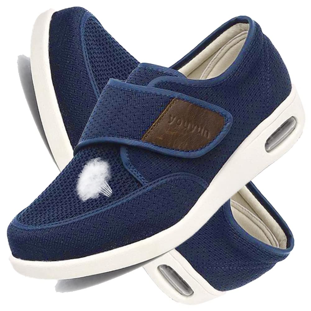 Scarpe Diabetici Scarpe Artrite Gonfia Edema Leggere Nero Scarpe da Riabilitazione Extra Larghe e Leggere Traspiranti per L'edema da Artrite Piedi Gonfi Scarpa Bassa,Blu,42EU