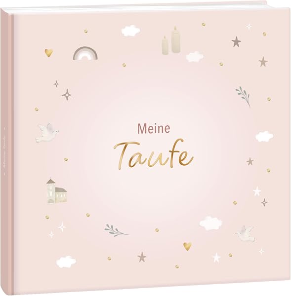 mintkind® Taufbuch Baby Meine Taufe Ausfüllbuch und Gästebuch zur Taufe rosa Pattern Design mit Platz für Fotos Gästewünsche und Erinnerungen 60 Seiten Hardcover Erinnerungsalbum für dein Mädchen - 1
