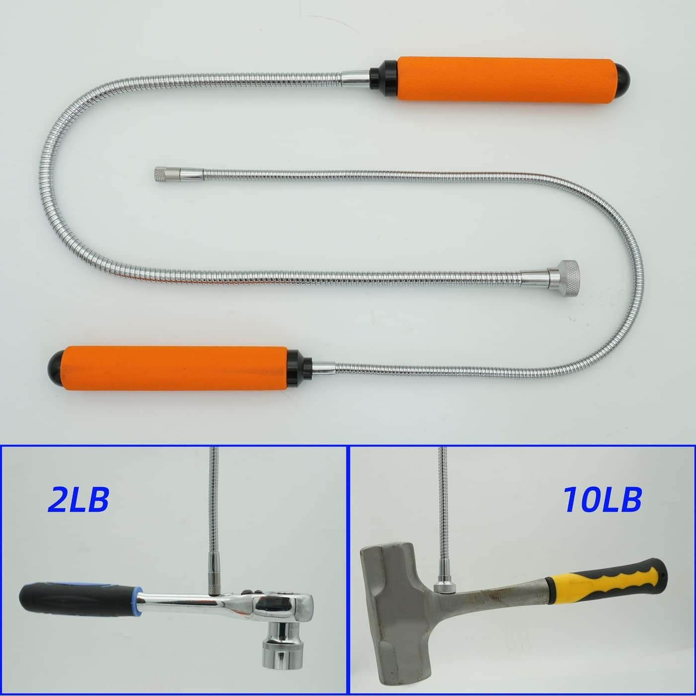 GUTIMORE Flexible Magnetic Pickup Tool Set, 2LB & 10LB,25"/26" Extension | Strong and Flexible Magnets for Pickup Screws, Nuts, Nails, Bolts from Hard-To-Reach