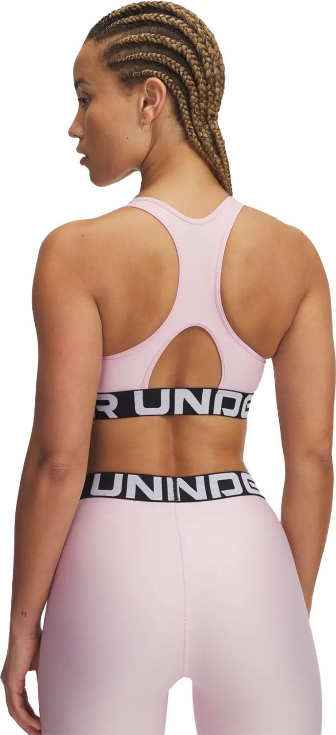 Under Armour Womens HeatGear Authentics Mid Impact Branded Sports Bra - Image 2