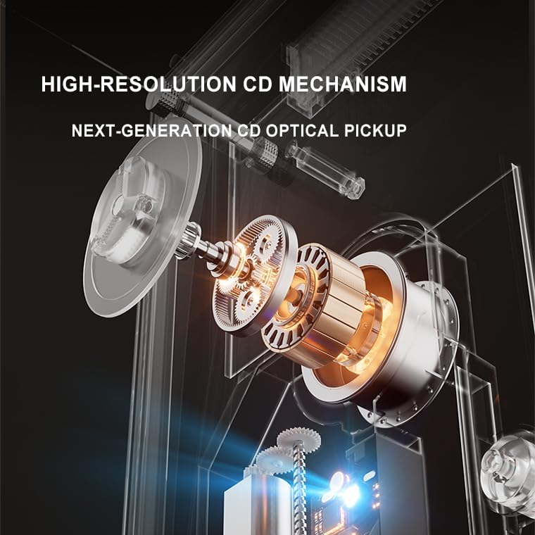 Miniatura 7 de Reproductor de CD con Bluetooth para el hogar, alimentado por batería extraíble, sonido de alta fidelidad, decoración estética retro industrial del